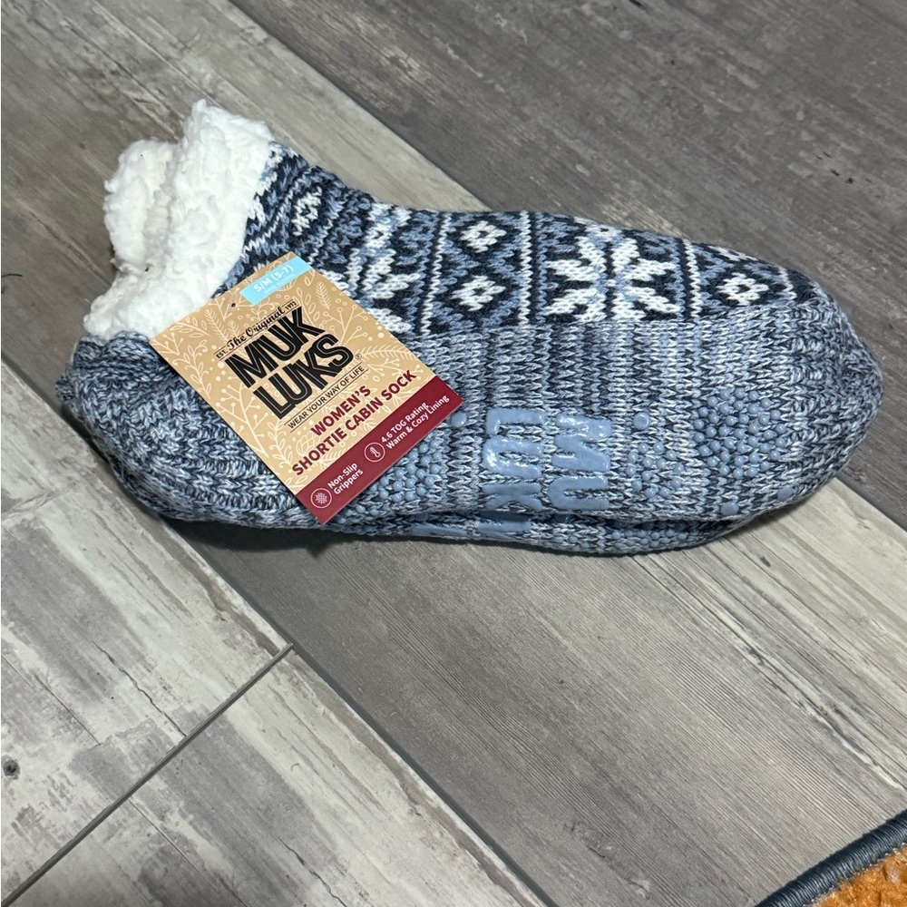 MUK LUKS Blue Slipper Socks
